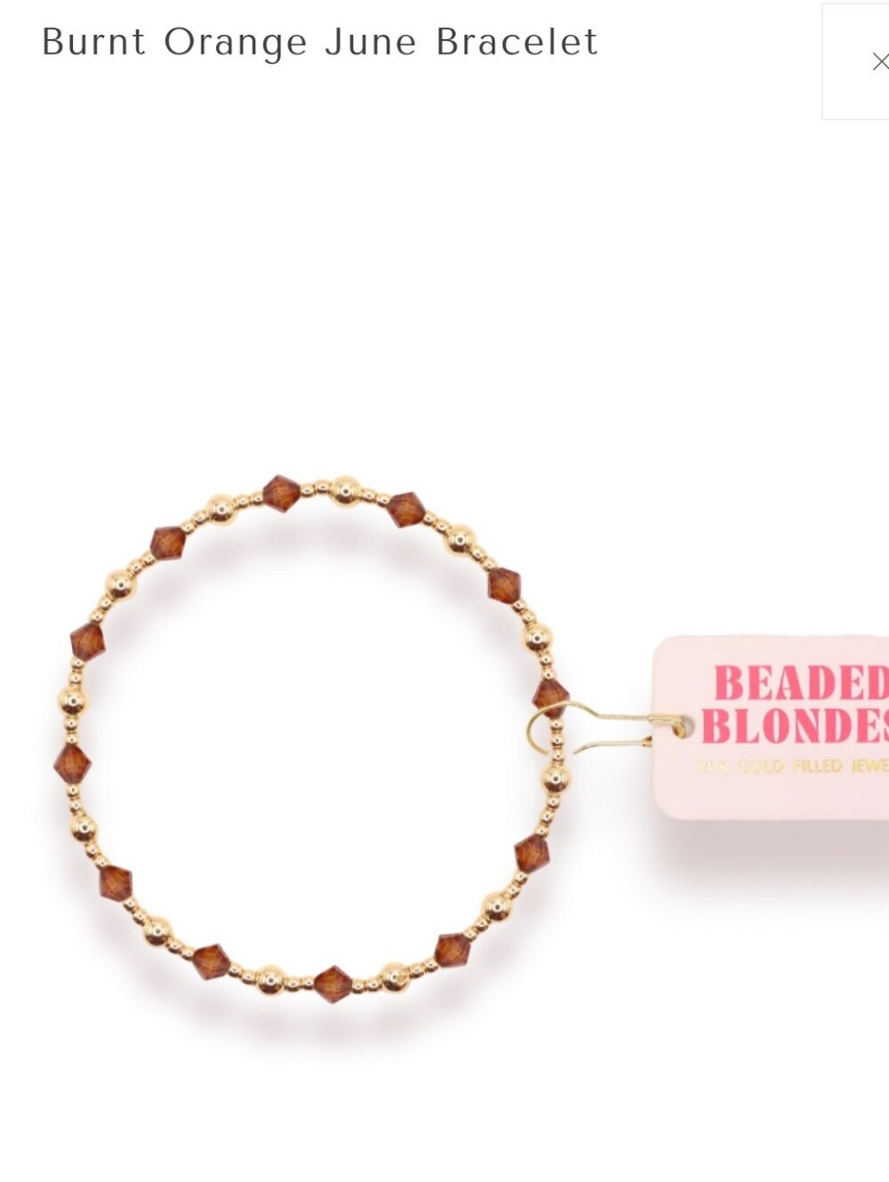 Beaded Blondes June Stretch Bracelet in Burnt Orange